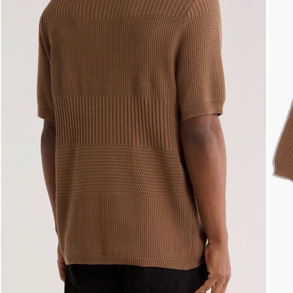 NWOT Truth Mixed Stitch Cotton Knit Polo Sweater - Picture 3 of 5